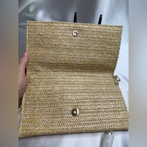 NIB Dior Beauty Raffia Straw Pouch Bag w/ Unbranded Pearl Chain - Picture 7 of 10